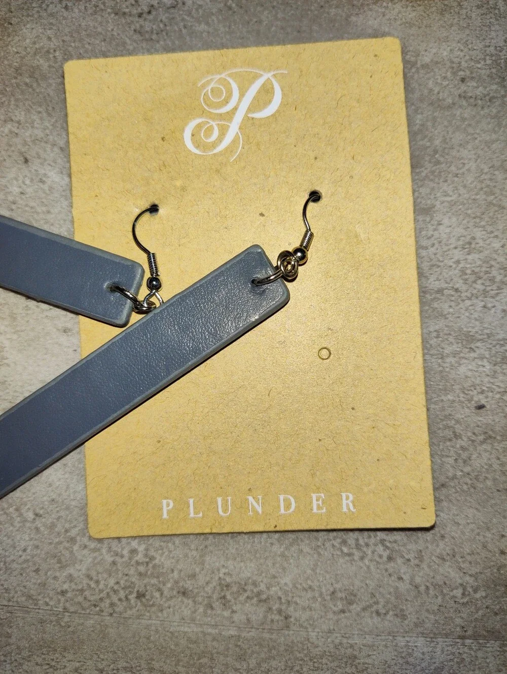 Plunder Gray Rectangle Drop Dangle Earrings Matte Geometric New
